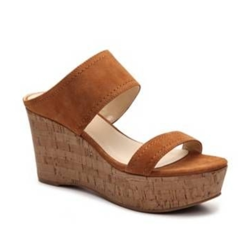 Marc Fisher Brown Wedge Sandals Cork Platform